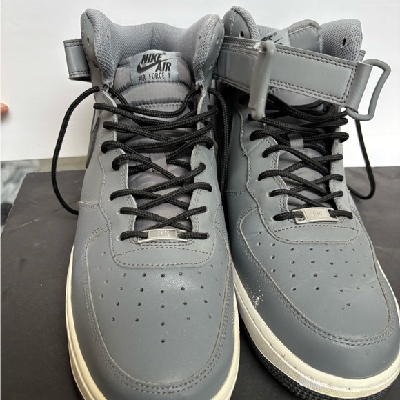 Nike Gray and White High-Top Sneakers with Ankle Strap - Picture 1 of 5